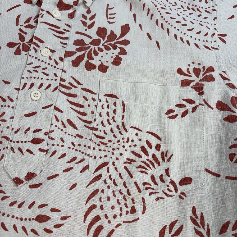 VTG Reyn‎ Spponer Polo Men's S Off-White Red Floral Phoenixes Pocket Button Down - Picture 5 of 13